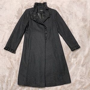 DKNY wool coat with ruffles
